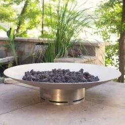 Fire Pit Art Bella Vita 34-Inch Stainless Steel Gas Fire Pit -Empire Spinning Shop bvita config e 06 22 1