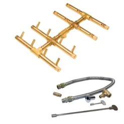 Crossfire By Warming Trends CFBDT-FLKV Match Light Double Tree-Style Brass Gas Fire Pit Burner Kit -Empire Spinning Shop cfbdt160lpfk1