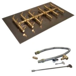 Crossfire By Warming Trends CFBDT-FLKV Match Light Double Tree-Style Brass Gas Fire Pit Burner Kit -Empire Spinning Shop cfbdt240lpalpl2917fk1