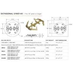 Crossfire By Warming Trends CFBO-FLKV Match Light Octagonal Brass Gas Fire Pit Burner Kit -Empire Spinning Shop cfbo140 b 11 22