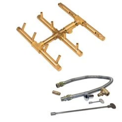 Crossfire By Warming Trends CFBST-FLKV Match Light Square Tree-Style Brass Gas Fire Pit Burner Kit