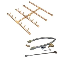 Crossfire By Warming Trends CFBST-FLKV Match Light Square Tree-Style Brass Gas Fire Pit Burner Kit -Empire Spinning Shop cfbst240lpfk1