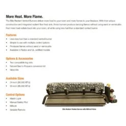 Empire White Mountain Hearth BFE-MT Elite Radiant Vented Gas Burner With Intermittent Pilot And Variable Flame Remote -Empire Spinning Shop elite radiant spec a 08 20 2