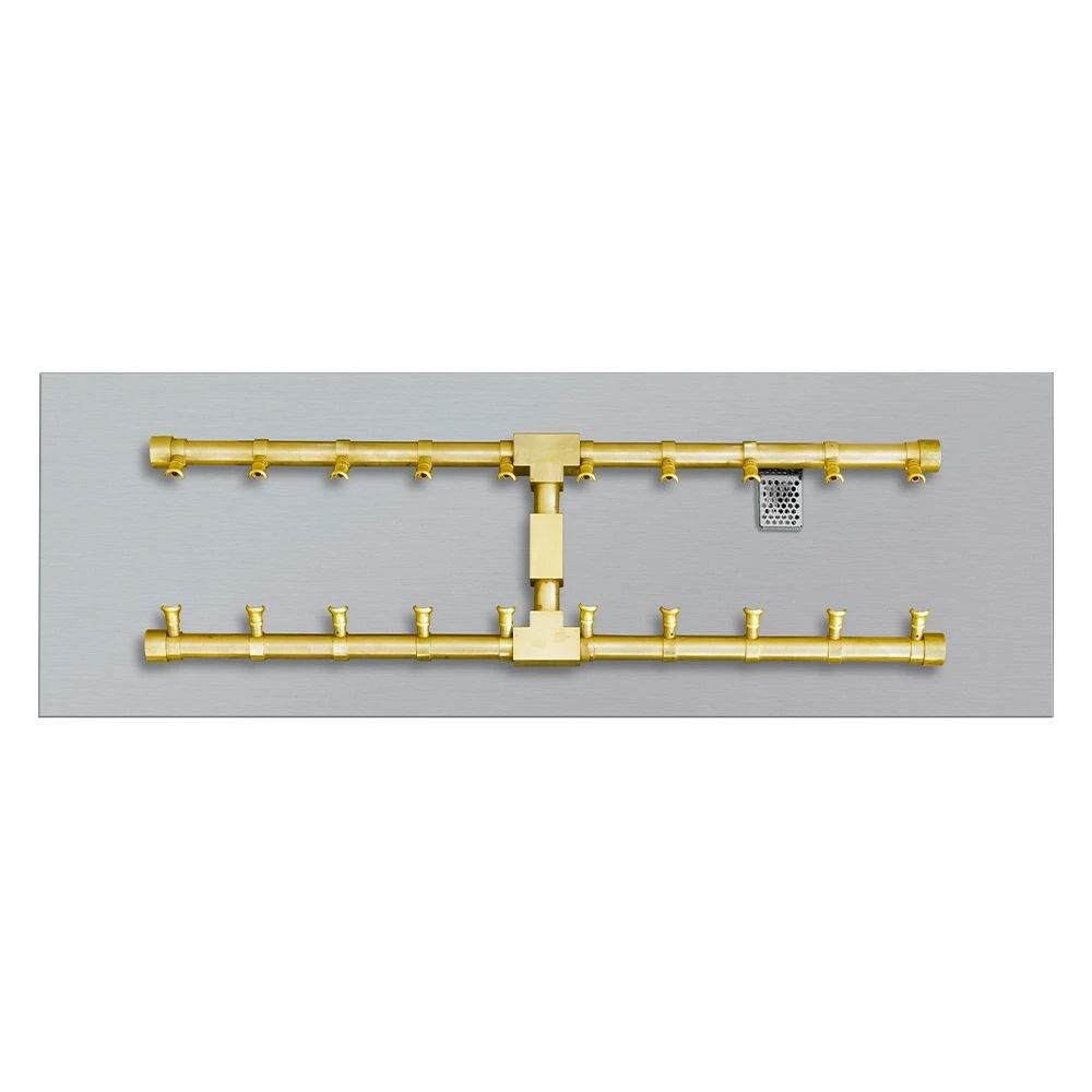Firegear FG-LOF-BHFMT Pro Series Line Of Fire Match Light Ignition Gas Fire Pit Burner Kit With Flat Pan & Brass H-Shaped Burner 4 Firegear FG-LOF-BHFMT Pro Series Line Of Fire Match Light Ignition Gas Fire Pit Burner Kit With Flat Pan & Brass H-Shaped Burner - Image 2