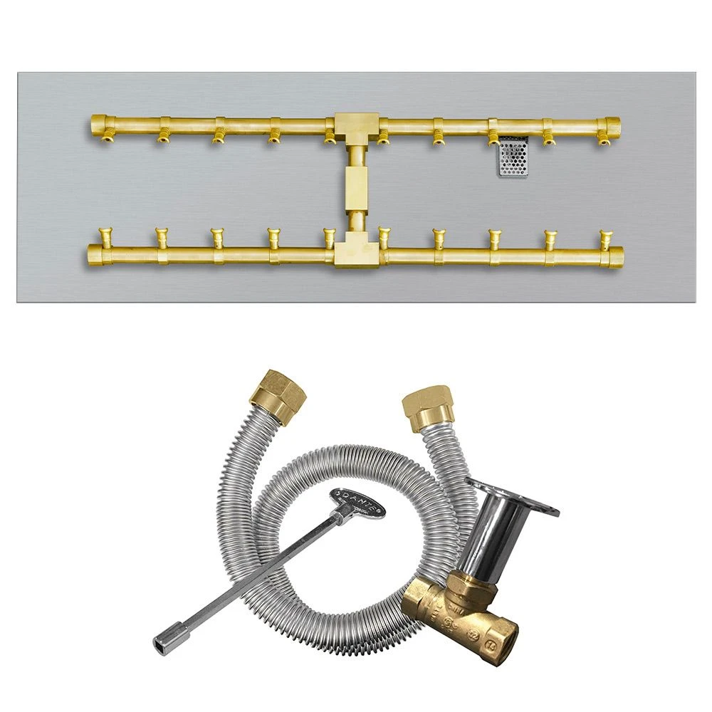 Firegear FG-LOF-BHFMT Pro Series Line Of Fire Match Light Ignition Gas Fire Pit Burner Kit With Flat Pan & Brass H-Shaped Burner 3 Firegear FG-LOF-BHFMT Pro Series Line Of Fire Match Light Ignition Gas Fire Pit Burner Kit With Flat Pan & Brass H-Shaped Burner