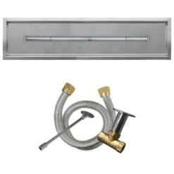 Firegear FG-LOF-STDMT Line Of Fire Match Light Ignition Gas Fire Pit Burner Kit With Drop Pan & Stainless Steel T-Shaped Burner