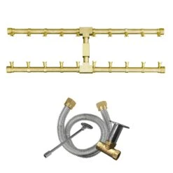 Firegear FG-PSBRHBK Pro Series Brass H-Shaped Gas Fire Pit Burner Kit