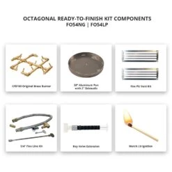 Crossfire By Warming Trends 54-Inch Octagonal Ready-to-Finish Fire Pit Enclosure With Gas Burner Kit -Empire Spinning Shop fo54 matchlit a 03 21