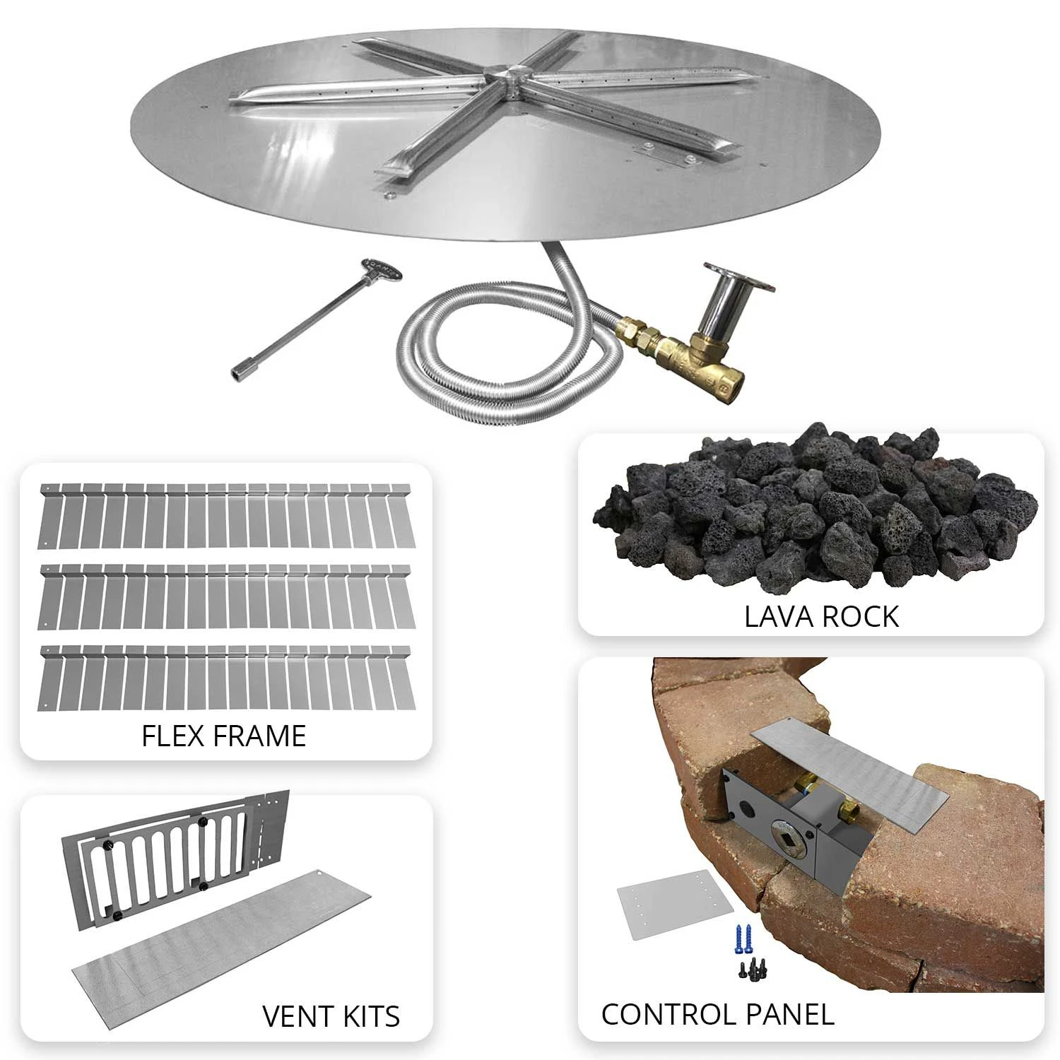 Firegear FPB-DBSMT-PK Round Stainless Steel Gas Fire Pit Burner Kit For Paver Blocks With Match Light Ignition 2 Firegear FPB-DBSMT-PK Round Stainless Steel Gas Fire Pit Burner Kit For Paver Blocks With Match Light Ignition