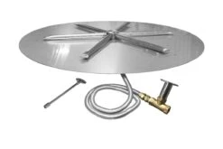 Firegear FPB-DBSMT-HC Match Light Ignition Gas Fire Pit Burner Kit With Round Flat Pan & Stainless Steel Burning Spur