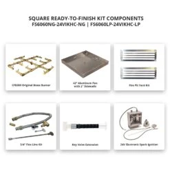 Crossfire By Warming Trends 60x60-Inch Square Ready-to-Finish Fire Pit Enclosure With Gas Burner Kit -Empire Spinning Shop fs6060 24vikhc a 03 21