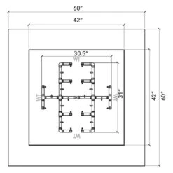 Crossfire By Warming Trends 60x60-Inch Square Ready-to-Finish Fire Pit Enclosure With Gas Burner Kit -Empire Spinning Shop fs6060 spec a 03 21