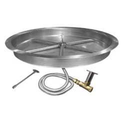 Firegear FPB-RBSMT-HC Match Light Ignition Gas Fire Pit Burner Kit With Round Drop Pan & Stainless Steel Burning Spur