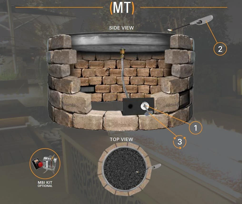 Firegear FPB-SFBSMTN Match Light Gas Fire Pit Burner Kit With Square Flat Pan & Stainless Steel Burning Spur 4 Firegear FPB-SFBSMTN Match Light Gas Fire Pit Burner Kit With Square Flat Pan & Stainless Steel Burning Spur - Image 2