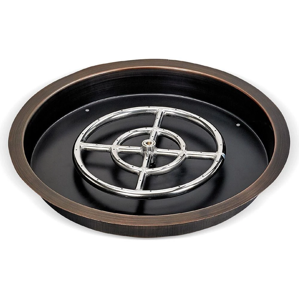 American Fire Glass Match Light Fire Pit Kits, Oil Rubbed Bronze Round Bowl Pans 4 American Fire Glass Match Light Fire Pit Kits, Oil Rubbed Bronze Round Bowl Pans - Image 2