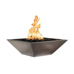 TOP Fires By The Outdoor Plus Maya Square Copper Gas Fire Bowl
