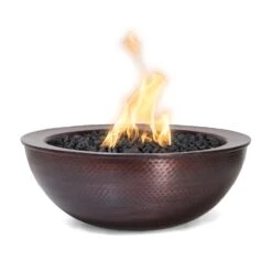 TOP Fires By The Outdoor Plus Sedona 27-Inch Round Copper Gas Fire Bowl