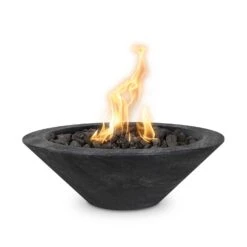 TOP Fires By The Outdoor Plus Cazo 32-Inch Round Wood Grain Concrete Gas Fire Bowl
