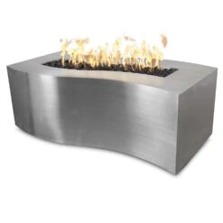 TOP Fires By The Outdoor Plus Billow 60x24-Inch Rectangular Stainless Steel Gas Fire Pit