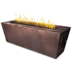 TOP Fires By The Outdoor Plus Mesa 84x24-Inch Linear Copper Gas Fire Pit
