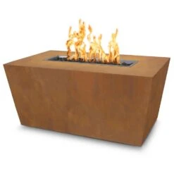 TOP Fires By The Outdoor Plus Mesa 48x24-Inch Linear Corten Steel Gas Fire Pit
