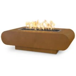 TOP Fires By The Outdoor Plus La Jolla Rectangular Corten Steel Gas Fire Pit