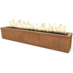 TOP Fires By The Outdoor Plus Eaves 72x10-Inch Linear Corten Steel Gas Fire Pit