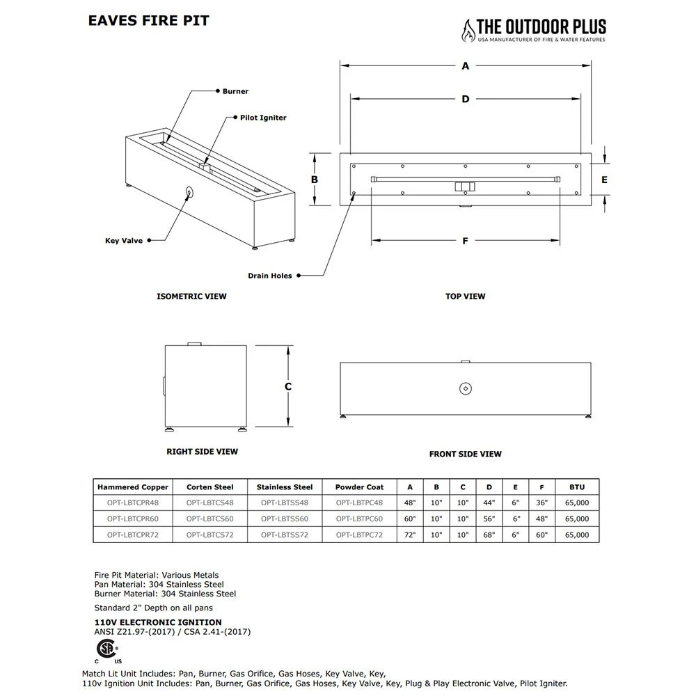 TOP Fires By The Outdoor Plus Eaves 48x10-Inch Linear Stainless Steel Gas Fire Pit 5 TOP Fires By The Outdoor Plus Eaves 48x10-Inch Linear Stainless Steel Gas Fire Pit - Image 3