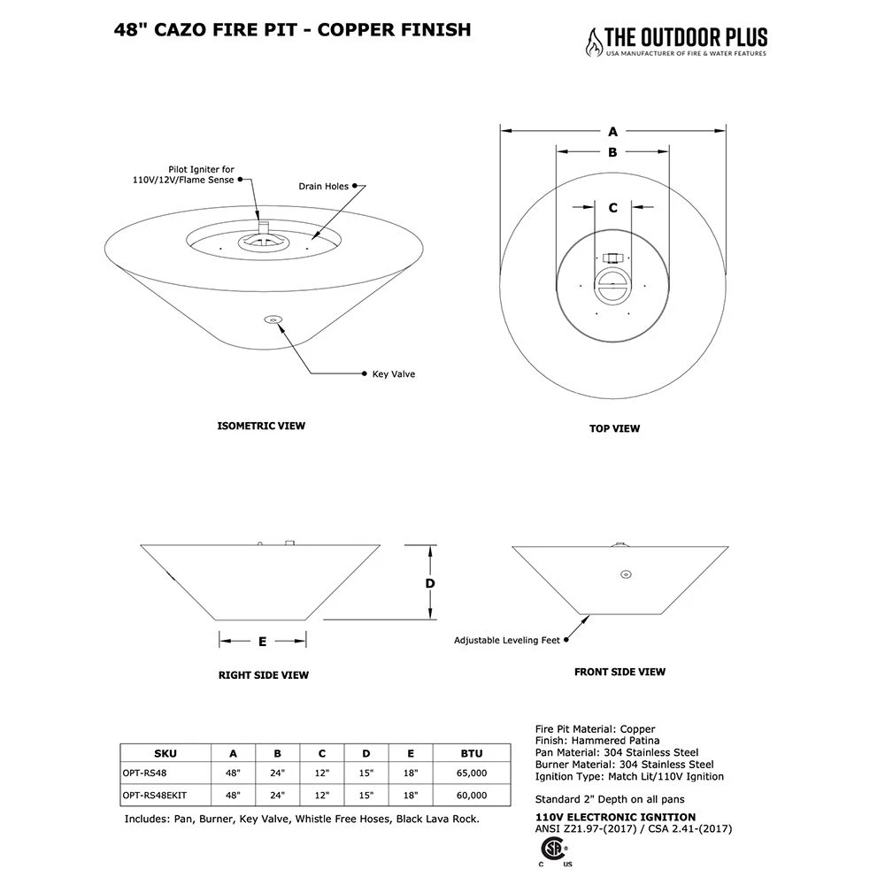 TOP Fires By The Outdoor Plus Cazo 48-Inch Round Wide Ledge Copper Gas Fire Pit 4 TOP Fires By The Outdoor Plus Cazo 48-Inch Round Wide Ledge Copper Gas Fire Pit - Image 2