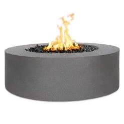 TOP Fires By The Outdoor Unity 72x24-Inch Round Powder Coated Steel Gas Fire Pit -Empire Spinning Shop opt unypc48 slv a 09 21 2