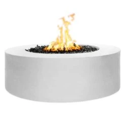 TOP Fires By The Outdoor Unity 72x24-Inch Round Powder Coated Steel Gas Fire Pit -Empire Spinning Shop opt unypc48 wht a 09 21 2