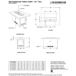 The Outdoor Plus OPT-URST10816 Ready-to-Finish Rectangle Fire Pit Table Kit, 108x36-Inch -Empire Spinning Shop opt urst48drpb specs a 11 21 4