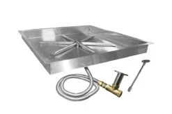 Firegear FPB-SBSMT-HC Match Light Ignition Gas Fire Pit Burner Kit With Square Drop Pan & Stainless Steel Burning Spur