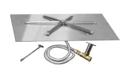 Firegear FPB-SFBSMTN Match Light Gas Fire Pit Burner Kit With Square Flat Pan & Stainless Steel Burning Spur