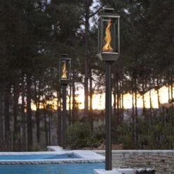 Tempest Torch Gas Lantern Torch Head With In-Ground Mount Assembly